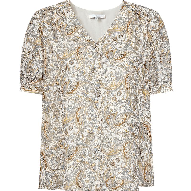 Женская свободная рубашка Jiuzi Annacau 100% шелк с богемным принтом M