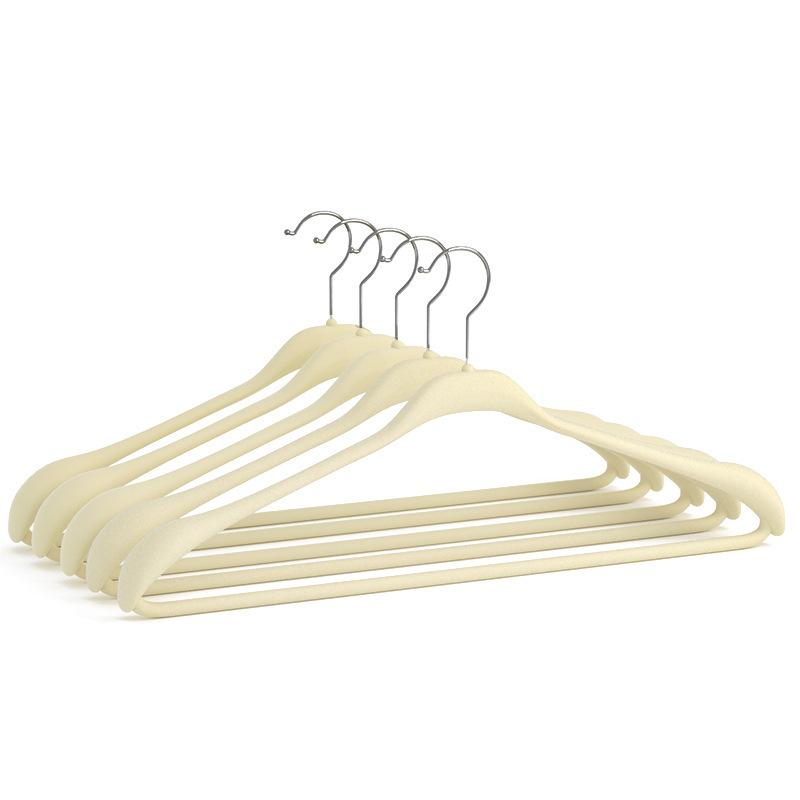 

5/10 шт. бархатных вешалок премиум-класса, нескользящие вешалки из флокированного фетра с широкими плечами для шкафа, бежевая вешалка для костюмов для органайзера одежды 5PCS бежевый