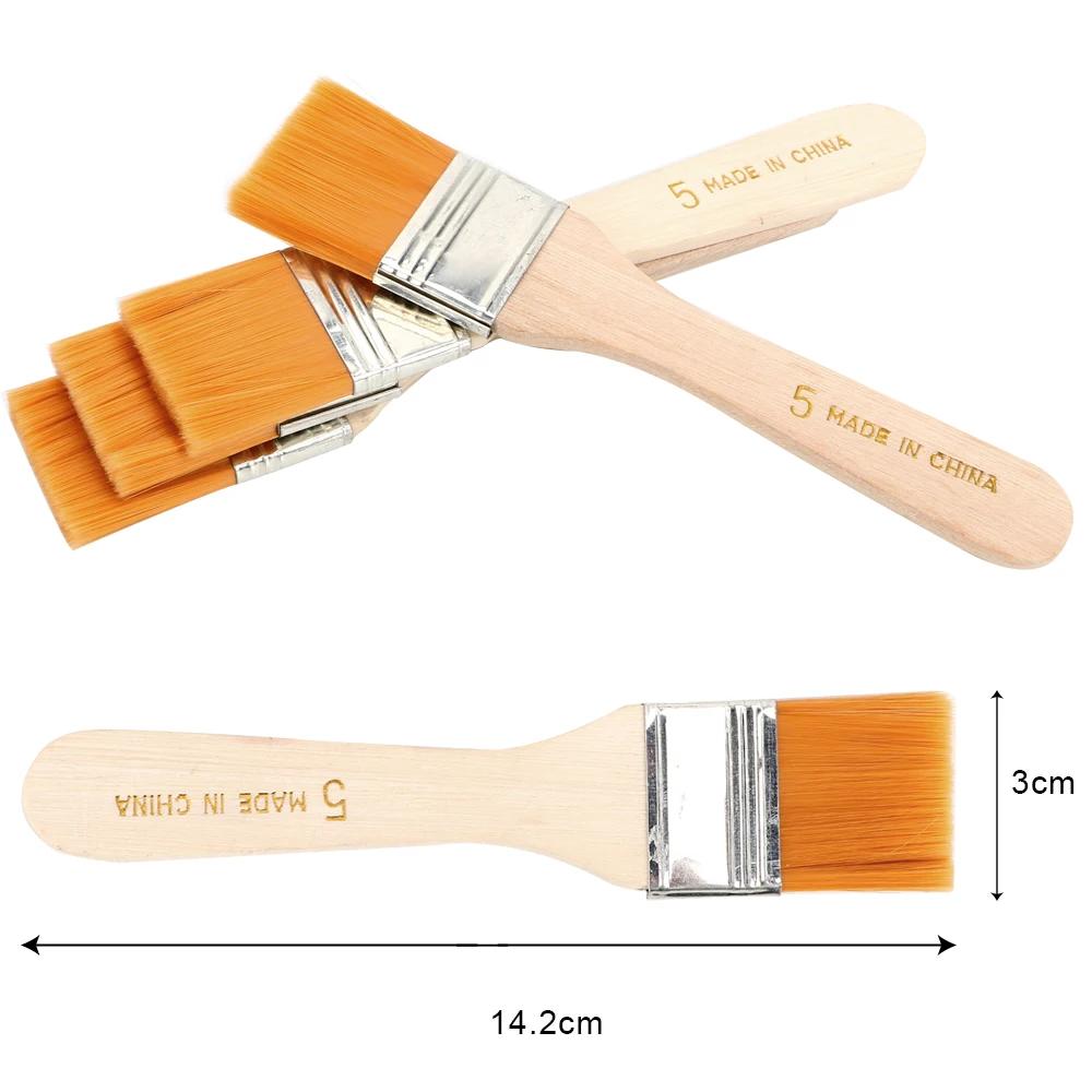 2/4Pcs Hair Painting Brush Acrylic Paints Nylon Oil Paint Brush Watercolor Paint Drawing Art Supplies Wood Handles