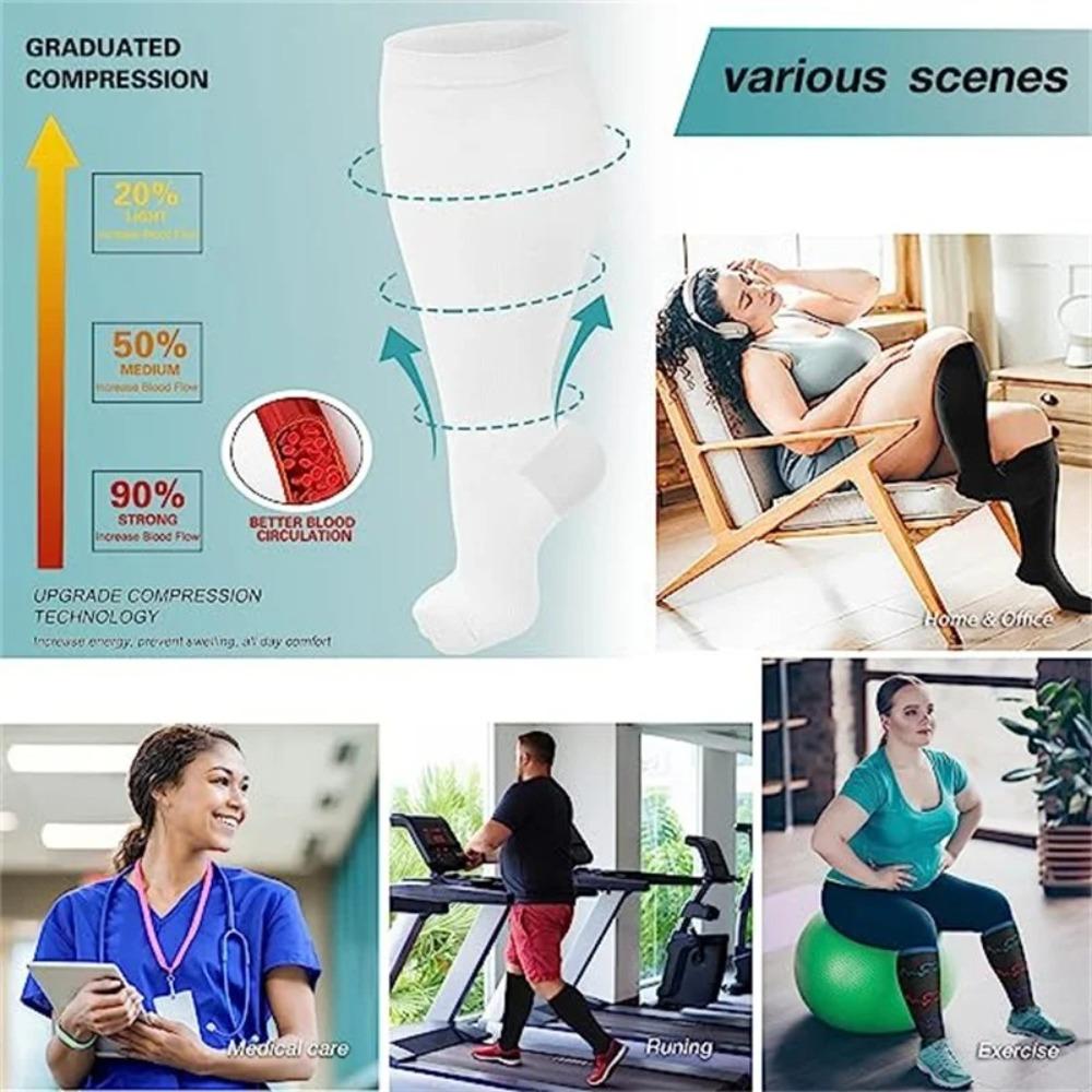 Solid Color Compression Socks Plus Size Hosiery New Calf Socks Women Men