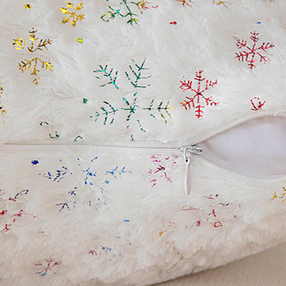 Christmas Velvet Throw Pillows Cover Hot Stamping Snowflake Cushion Case(White)