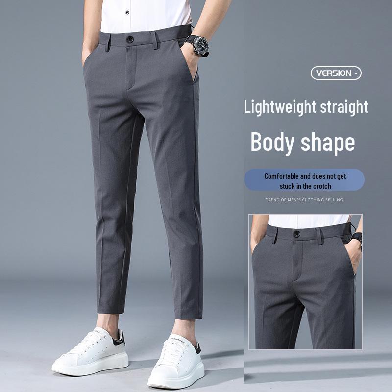 

Men s Summer Slim-Fit Tapered Suit Trousers with High-Grade Ironing 27