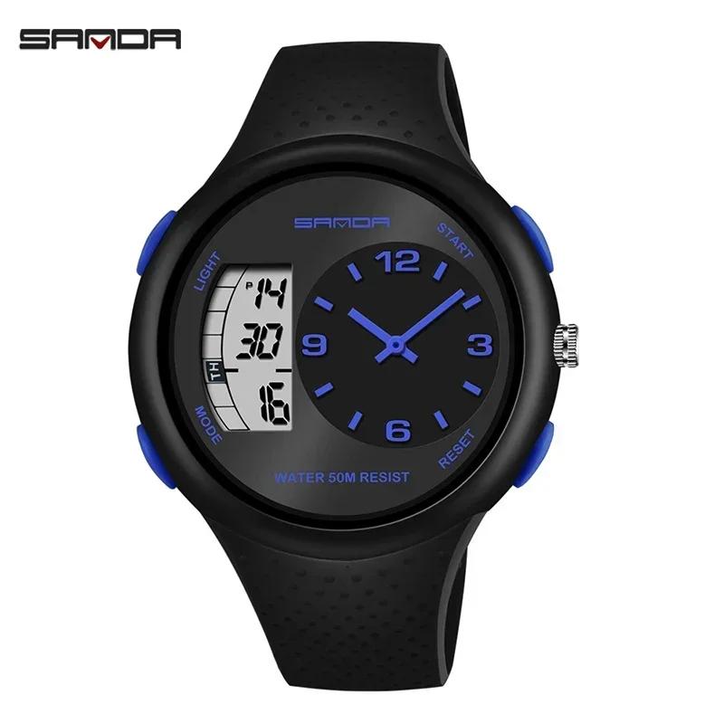 SANDA Digital Watch Men Military Army Sport Quartz Wristwatch Original Top Brand Luxury LED Waterproof Male Electronic Clock 763