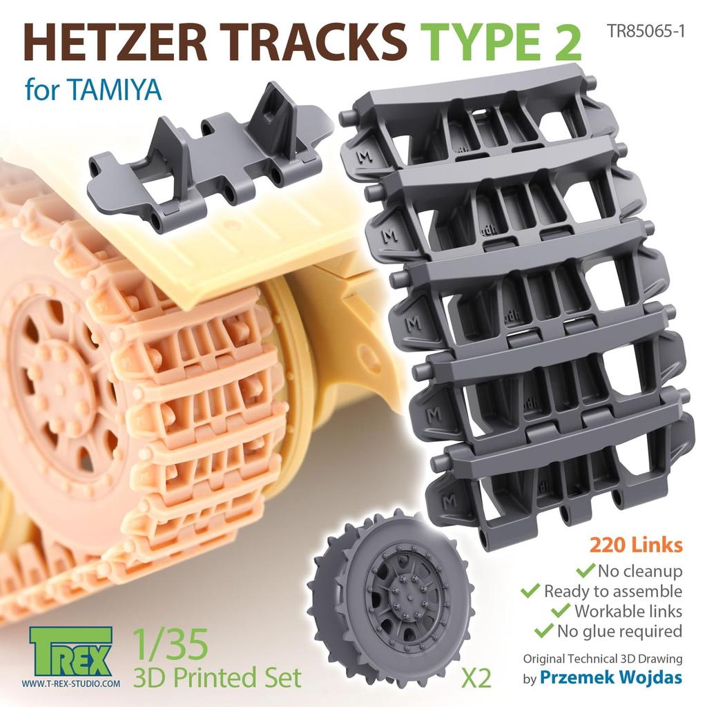 T-Rex Studio 1/35 German Hetzer Tank Destroyer Type 2 Tracks with Sprockets (for Tamiya) Plastic Model Parts TR85065-1