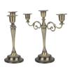 Metal Candle Holder 3 Arms High Gloss Retro Exquisite Candlestick Holder for Dining Tables Wedding Decoration
