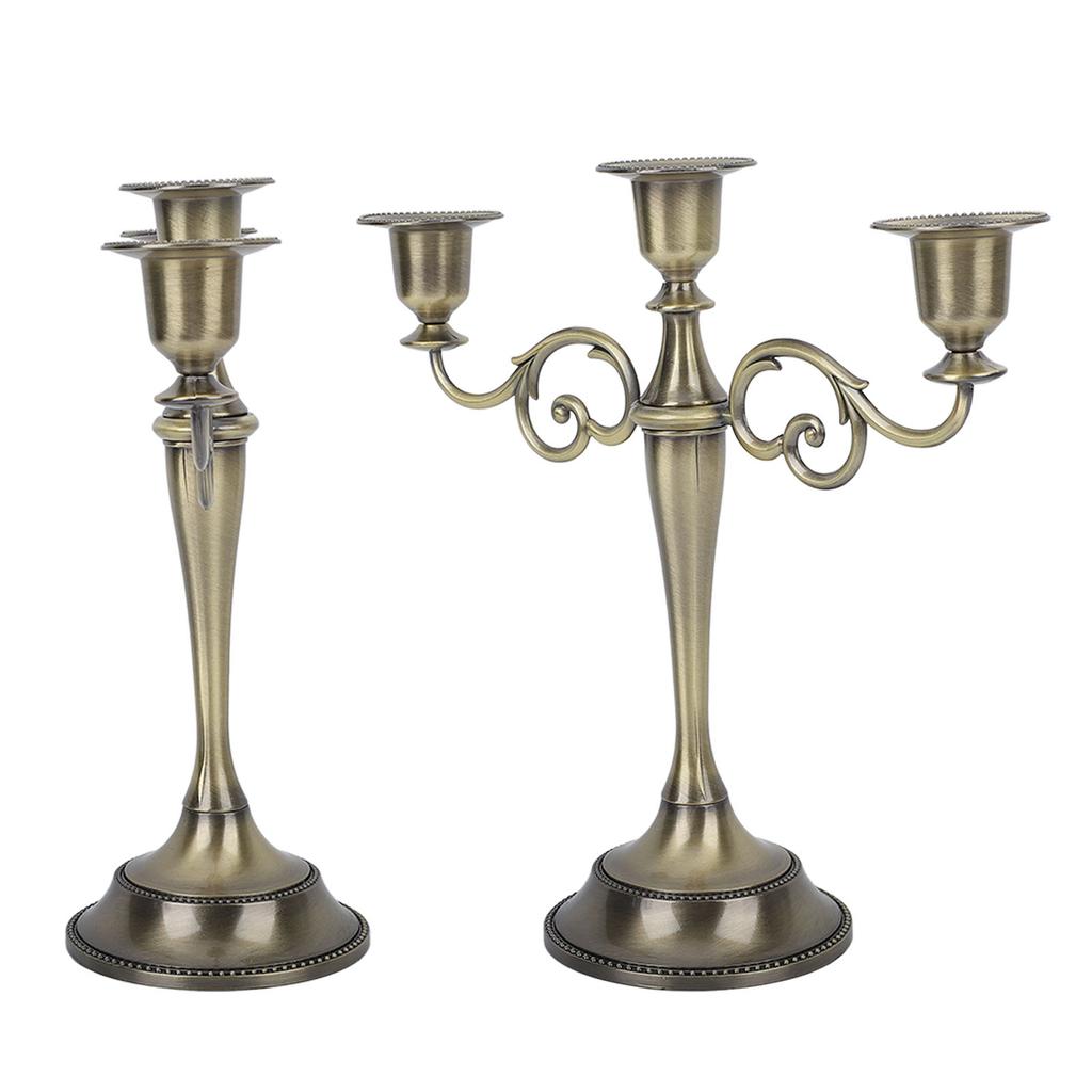 Metal Candle Holder 3 Arms High Gloss Retro Exquisite Candlestick Holder for Dining Tables Wedding Decoration