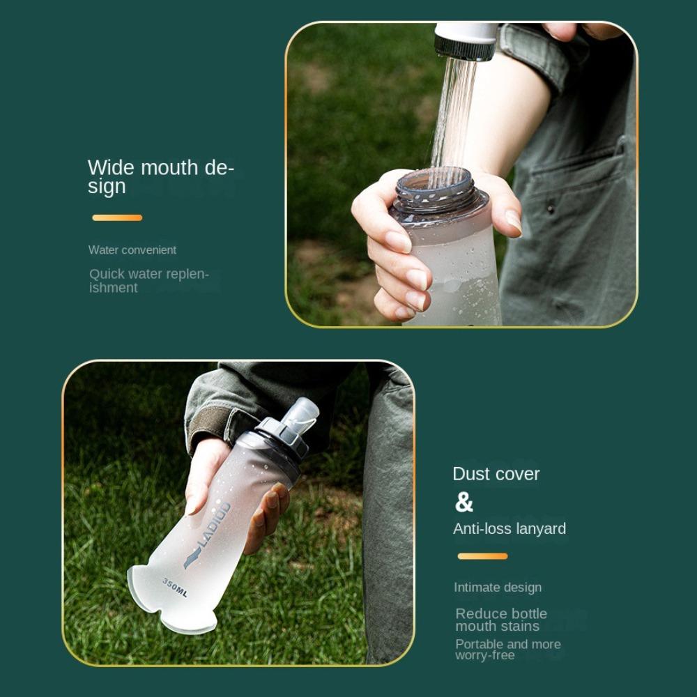 TPU Soft Sports Water Bottle 350ml Foldable Water Bag Folding Soft Sport Bottle  Outdoor Sport
