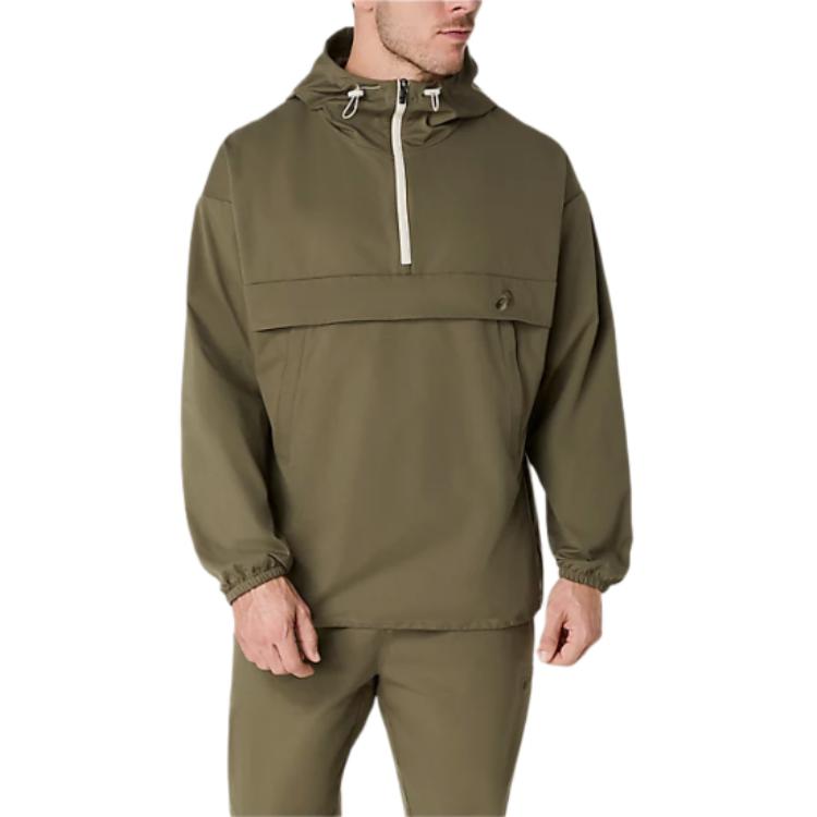 

ASICS Solid Color Half-Zip Hooded Long Sleeve Jacket Men jackets 2031E893-300