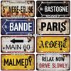SQ-DGLZ Paris Bangde Road 15x30cm Plate Warning Tin Sign State Wall Decoration Metal Sign Home Decor Painting Plaques Art Poster
