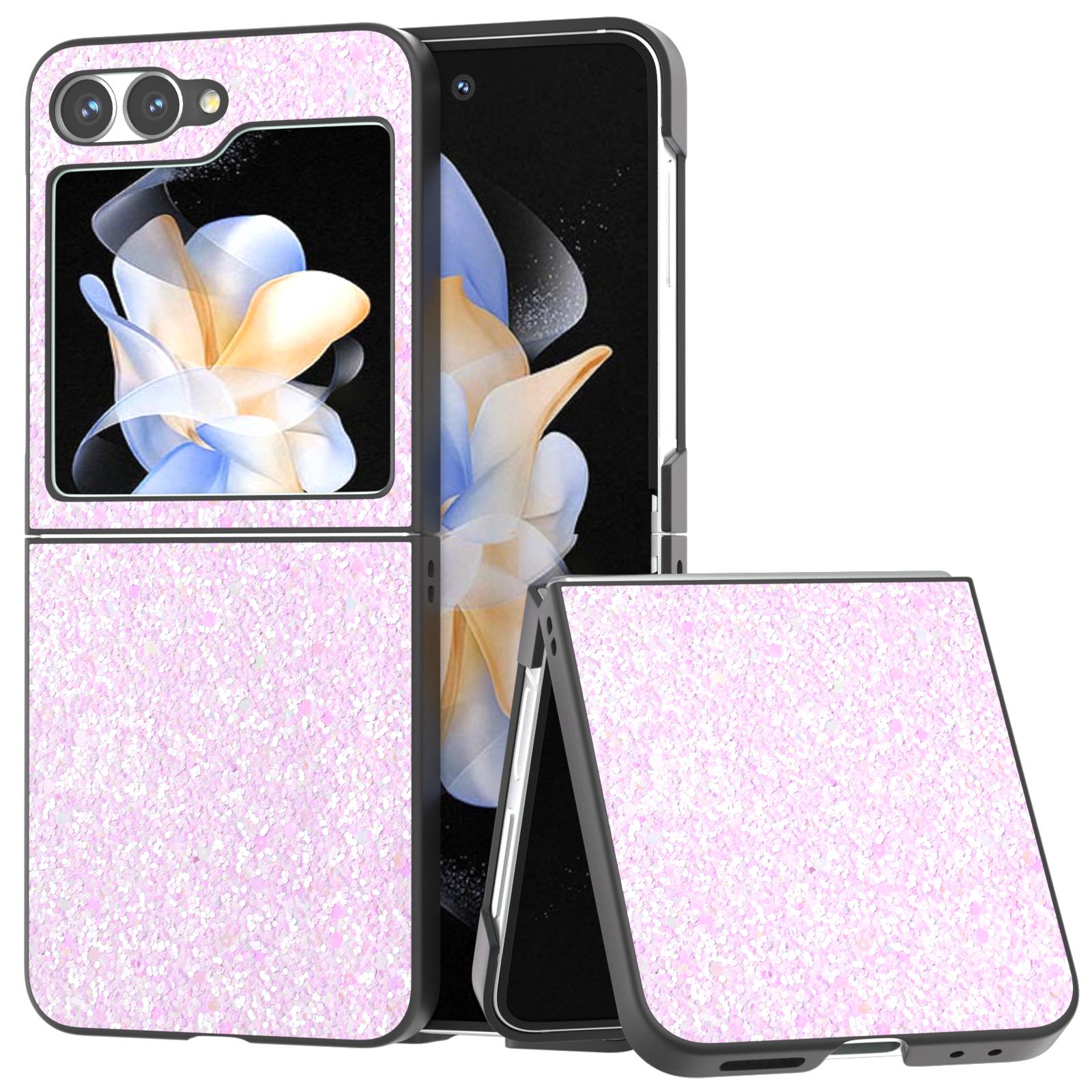 

For Samsung Galaxy Z Flip7 FE 5G/Z Flip6 5G Case Colored Glitter Leather+PC Shockproof Phone Cover Gradient Pink
