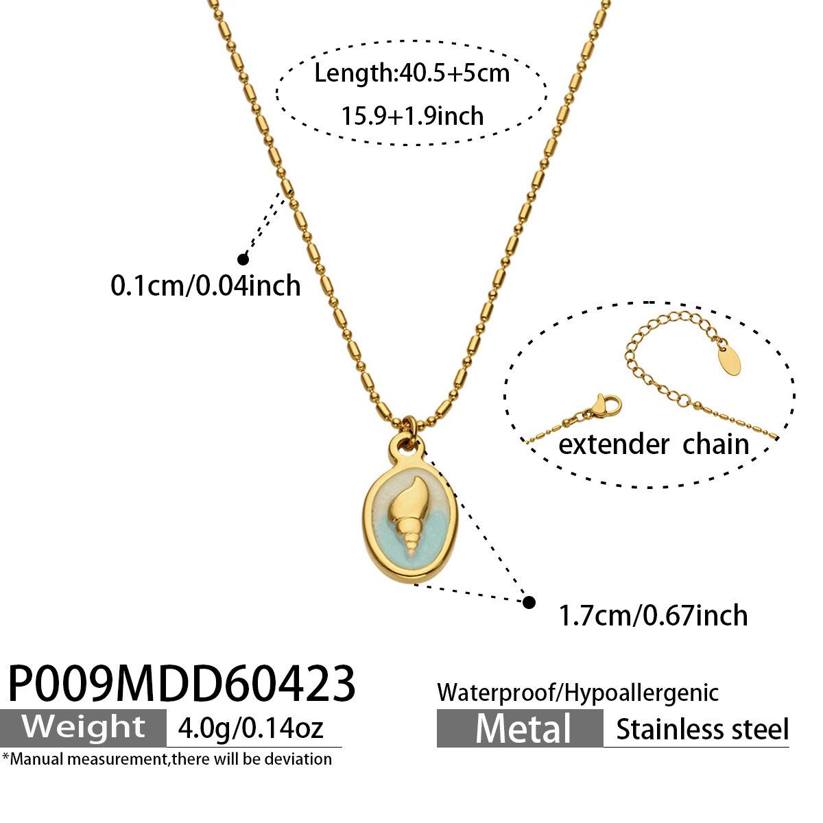 European  American Fashion Luxury Seashell Pendant Necklace Set with 18K Gold Plated Stainless Steel Chain