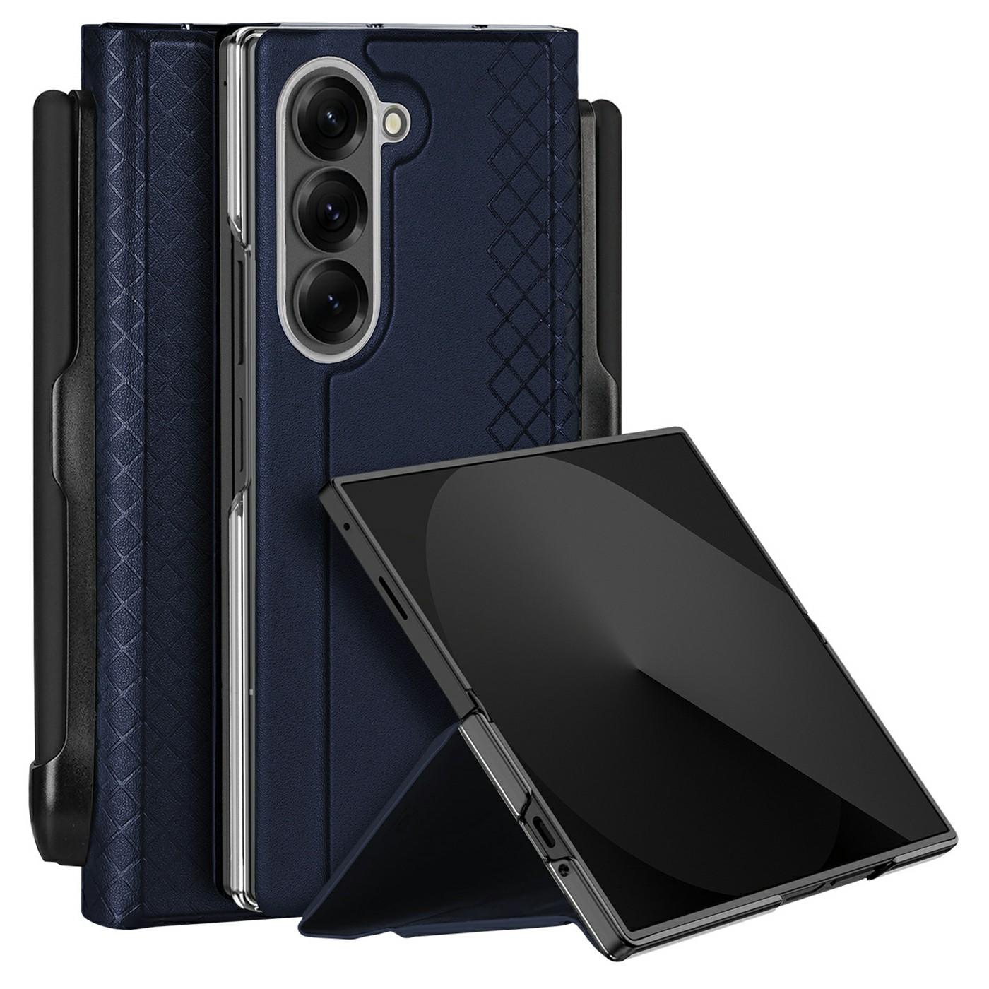 

DUX DUCIS Bril Series For Samsung Galaxy Z Fold7 5G Case Leather Stand Phone Cover with Pen Holder Blue
