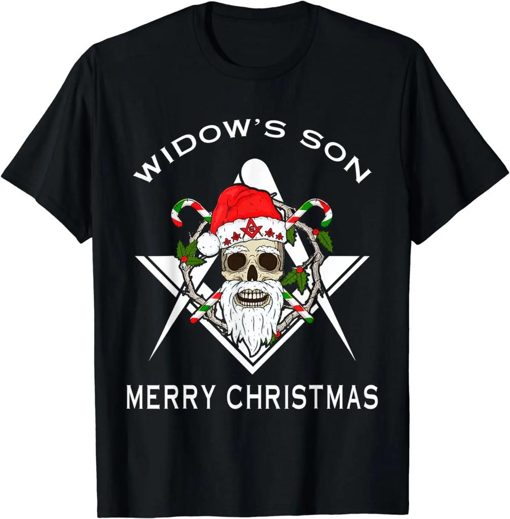 Merry Christmas Masonic Widow's Son Mason Xmas Gift T-Shirt 100% Cotton O-Neck Short Sleeve Casual Mens T-shirt Size S-3XL