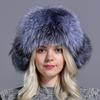 Winter Hats Earflaps Women Bomber Hats Natural Fox Fur Fluffy Female Girls Warm Sheepskin Windproof Russian Trapper Hats