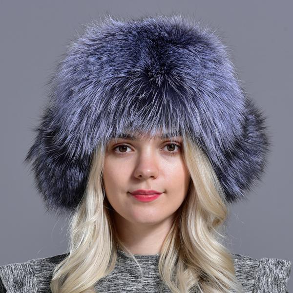 Winter Hats Earflaps Women Bomber Hats Natural Fox Fur Fluffy Female Girls Warm Sheepskin Windproof Russian Trapper Hats