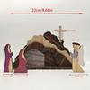 Wooden Easter Resurrection Scene Set Empty Tomb Cross Jesus Statue Christian Home Tabletop Tiered Tray Decor Religious Gift