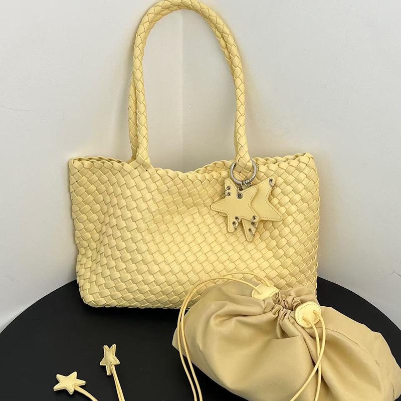 Hand-woven Bag, Casual Tote Bag, Underarm Hand-carry Large Capacity Bucket Bag for Women