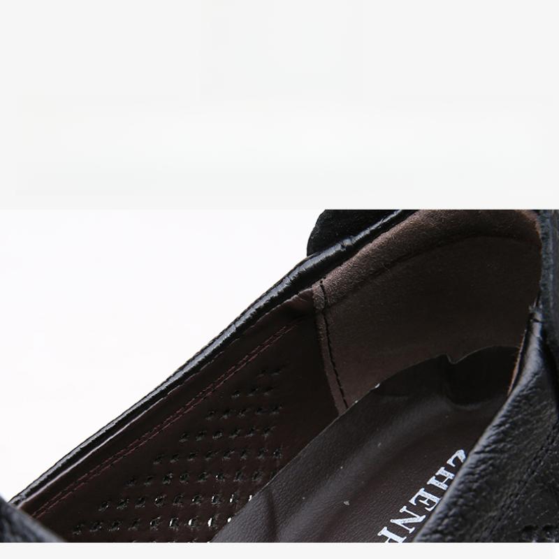 Fashion Men's Hollow Leather Shoes Summer Soft Sole Men's Loafers Platform Bussines Dress Shoes Men Casual Sandals Shoes