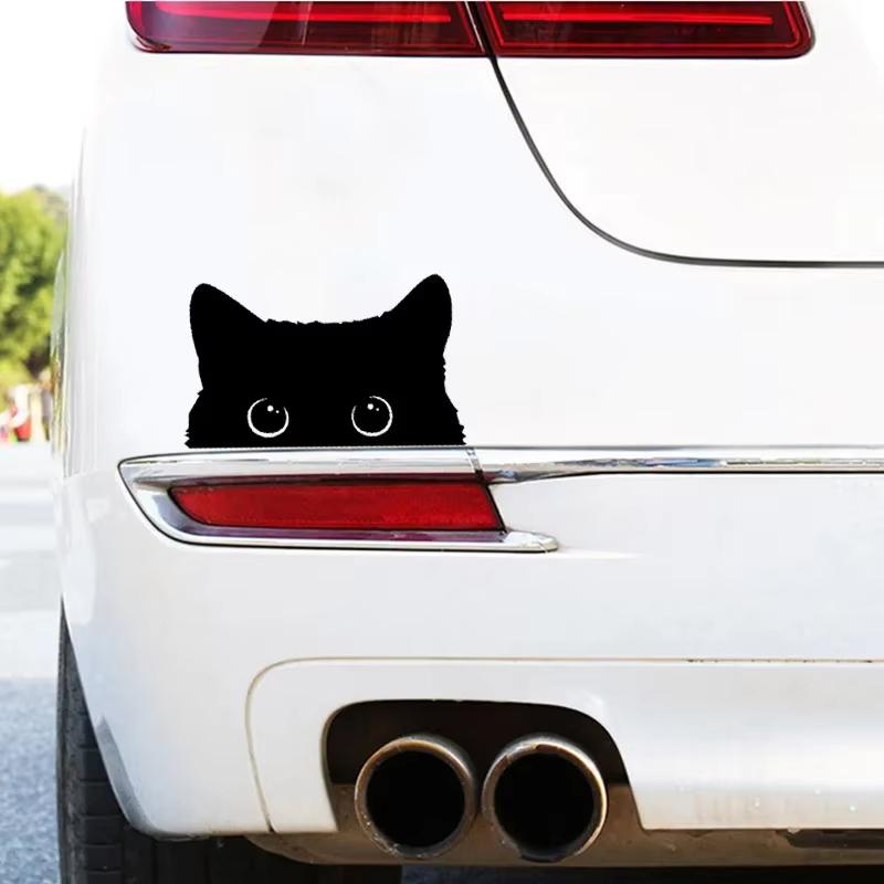 Car Sticker Cartoon Cat Sticker Black Cat With Big Eyes Vinyl Decoration Sticker Car Styling Cover Waterproof Car Accessories