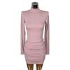 Dongdaemun Elegant Pleated Bodycon Long-Sleeve Dress - Sexy Slim-Fit for Women