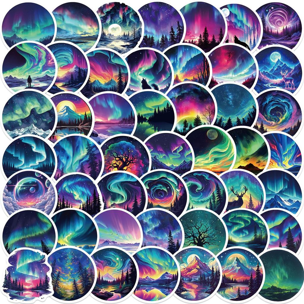 50 Cartoon Aurora Art Graffiti Stickers Decorative Guitar Notebook Suitcase DIY Waterproof