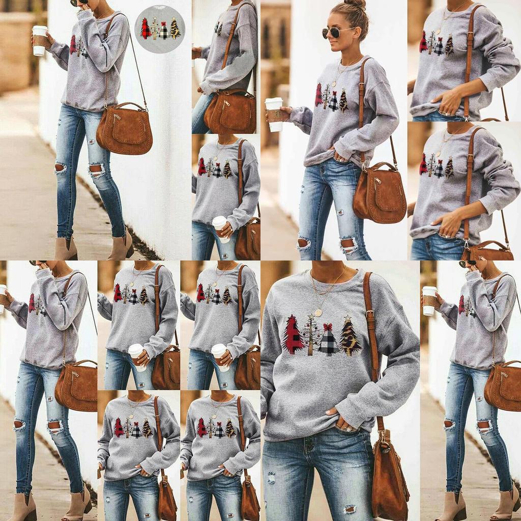 Cozy Womens Christmas Sweatshirt Long Sleeve Jumper Blouse Perfect For Holiday Celebrations