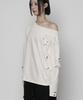 ETRE AU SOMMET One-Shoulder Pocket Button Slit Overfit Long Sleeve (Cream)