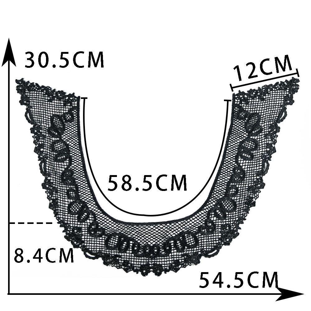 Black & White Polyester Embroidered Lace Collar for DIY Cheongsam Dress Crafting