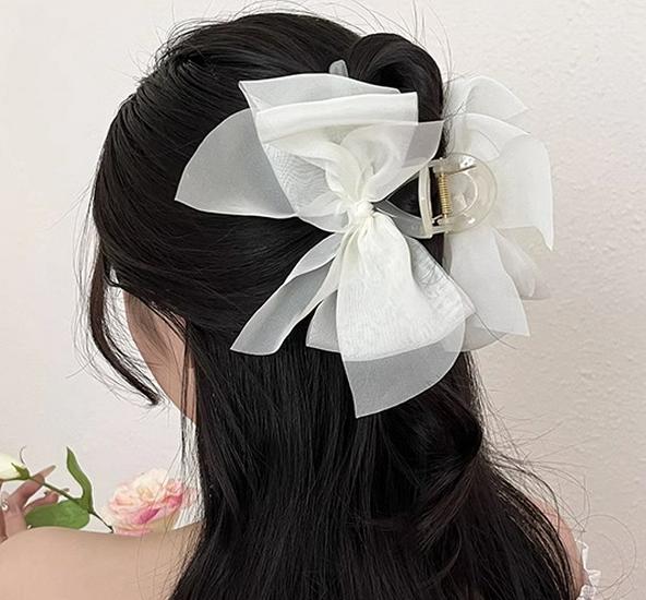 Elegant Retro Satin Bow Hair Clip for Women - Perfect for Low Ponytails and Head Ornaments