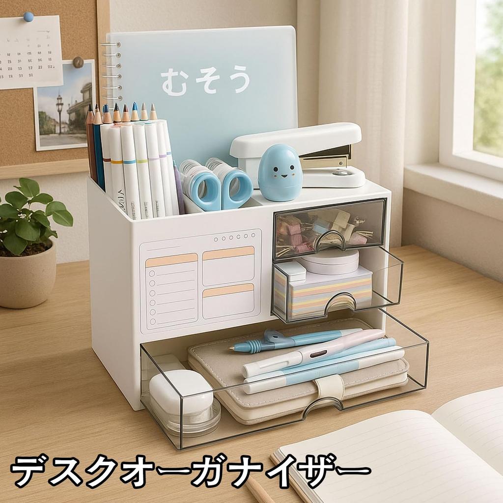 YSkrep 7-Tier Large Capacity Desk Organizer with Clear Drawers, Space-Saving, Clutter-Free Storage, Shockproof, Lightweight, and Portable. 7-Tier Pen