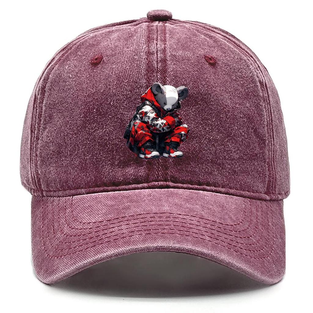 Punk Bear Print Adjustable Sun Hat, Animal Woman's Cap Cozy All-season Trendy Sporting Snapback Baseball Cap