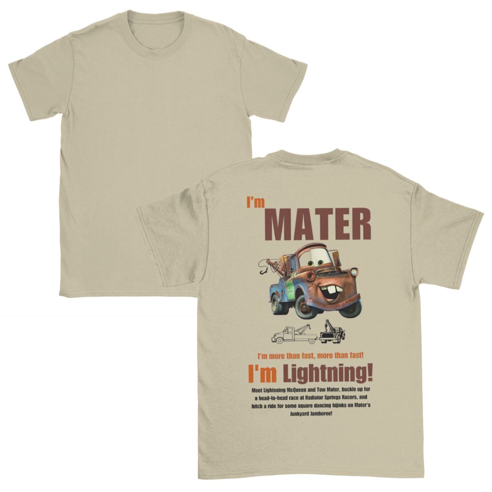 Herren T-Shirts Lightning McQueen Cars Mater Lustig 100% Baumwolle T-Shirts Kurzarm T-Shirts Rundhals Oberteile Sommer XL gray