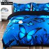 Moderne Blaue Schmetterlings-Print Bettbezug-Set - Weiches, Bequemes Und Atmungsaktives Bettwäsche-Set Für Schlafzimmer Und Gästezimmer