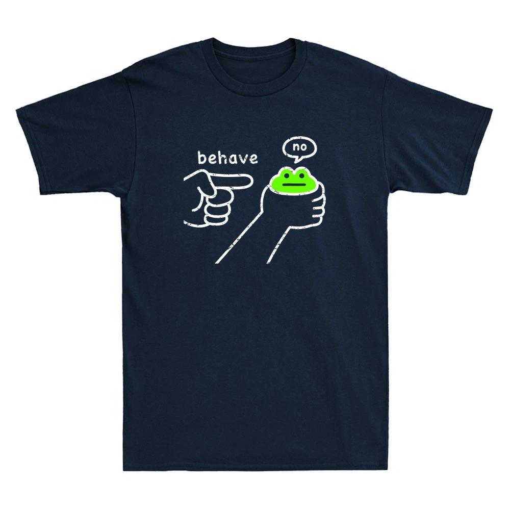 

Behave No Funny Dishonest Frog Cartoon Meme Humor Quote Vintage Mens TShirt 4XL