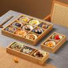 Bamboo Nine-Compartment Snack Tray for Dried Fruits and Hot Pot Side Dishes