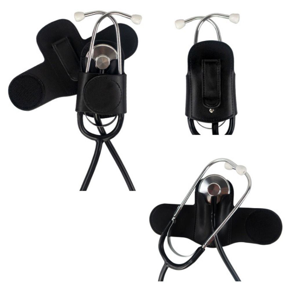 Hook Loop Closure Stethoscope Holder Clip PU Leather Durable Stethoscope Holder Compact Magnetic Holder Stethoscope Storage Bag
