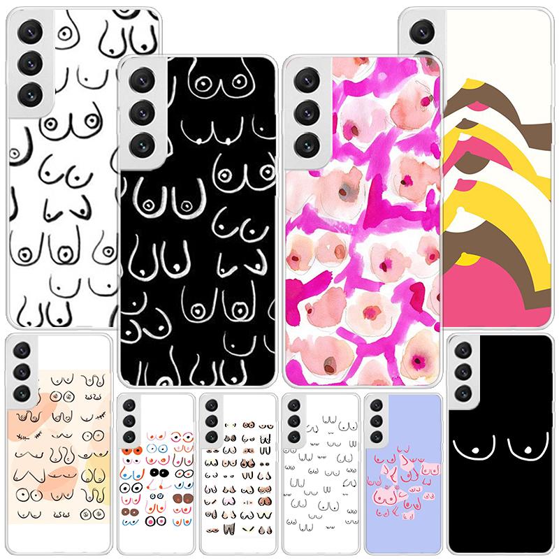 Boobs Art Print Phone Case For Samsung Galaxy S24 S25 Edge S26 Ultra S23 S22 S21 Plus S20 FE + Personalized Print Cover Galaxy S