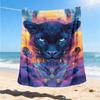 1pc Panther Art Print Throw Blanket Polyester Fiber, Lightweight Flannel, Soft & Warm, All Season Use for Outdoor, Camping Digital Print