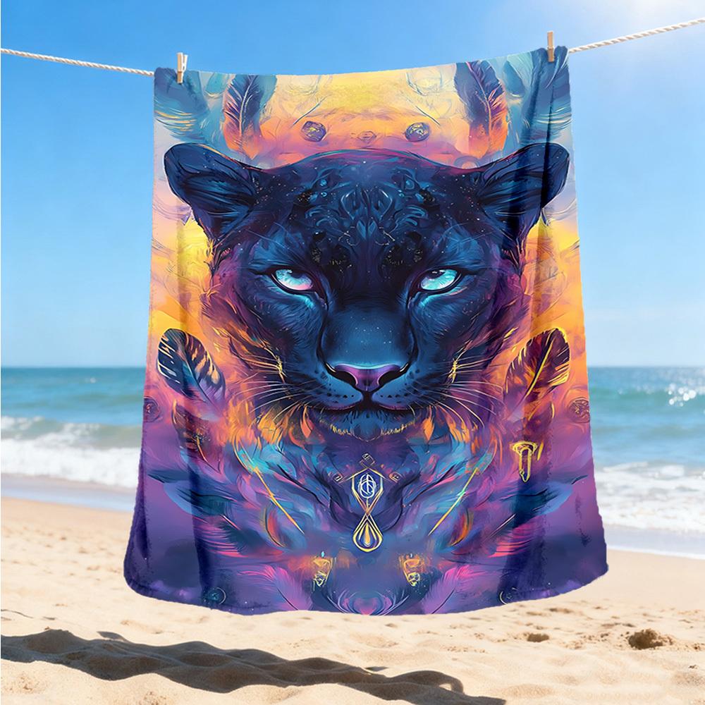 1pc Panther Art Print Throw Blanket Polyester Fiber, Lightweight Flannel, Soft & Warm, All Season Use for Outdoor, Camping Digital Print