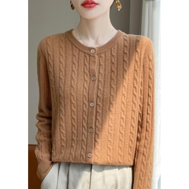 

Женские осенне-зимние кардиганы с круглым вырезом, однотонный свитер, весенние трикотажные топы с длинным рукавом на одной пуговице XS