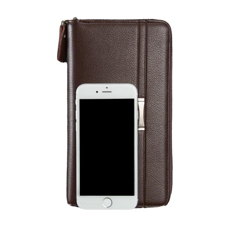 Baellerry Men's Double Zipper Clutch: Fashionable, Casual Business Wallet with Large Capacity Coin Pouch.