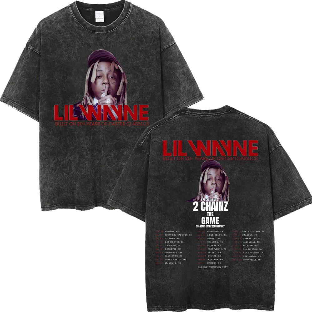 Vintage Washed Rapper Lil Wayne Graphic T Shirts Men Women High Quality Fashion Oversized Tshirts Summer Casual Cotton Tshirt