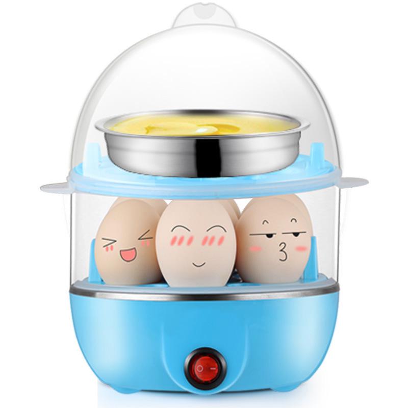 Compact Dual-Layer Stainless Steel Egg Steamer & Breakfast Maker