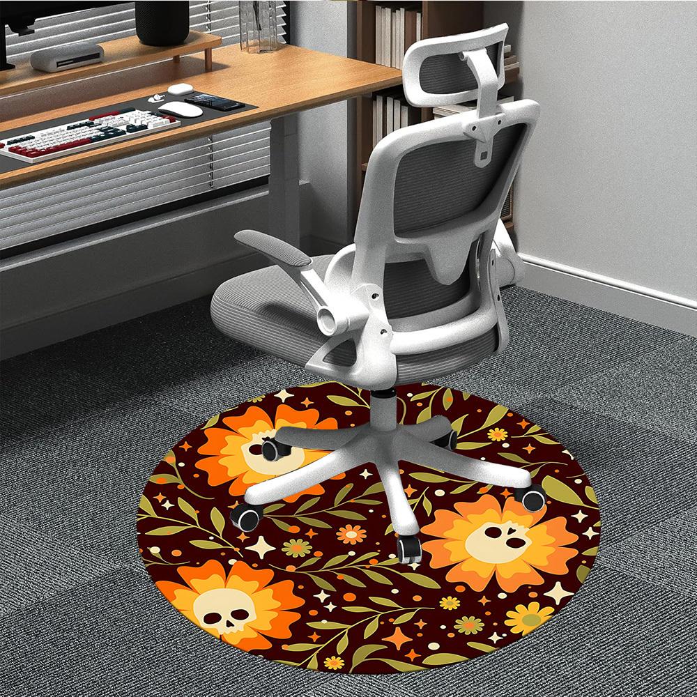 

1 шт. Круглый ковер для офиса День мертвых с цветочным узором, коврик для помещений, подходит для офиса, под офисные кресла, спальни, гостиной, домашнего декора 206 80cm by 80cm