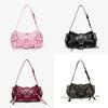 Pu Leather Leopard Print Crossbody Bag With Rivets And Tassels For Daily Use