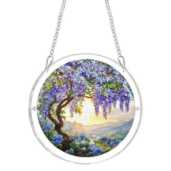 

Acrylic Puzzle Suncatcher, Stained Glass Style Window Hanging Sun Catcher Panel, DIY Puzzle Jigsaw Art for Garden Home Decor, Gifts for Women Men Mom 18cm B