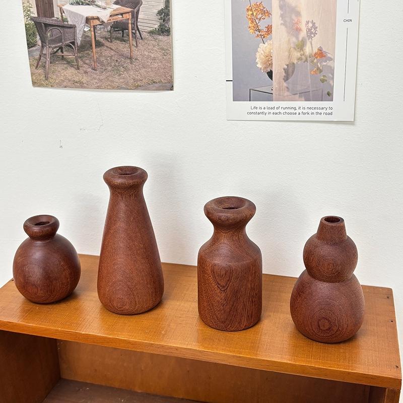 Holzvase Schreibtischzubehör Retro Blumenvase Blumenarrangement Vasen Ästhetische Dekorative Blumenflasche Heimdekoration