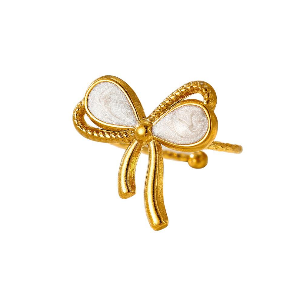 18K Gold-Plated Bow Stainless Steel Ring: European Style, Exquisite & Versatile Index Finger Jewelry