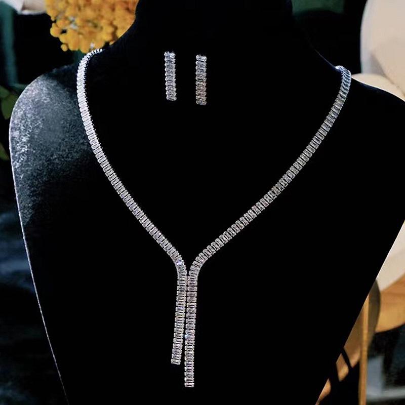 Elegant Zircon Necklace & Earrings Set - Perfect for Weddings & Special Occasions