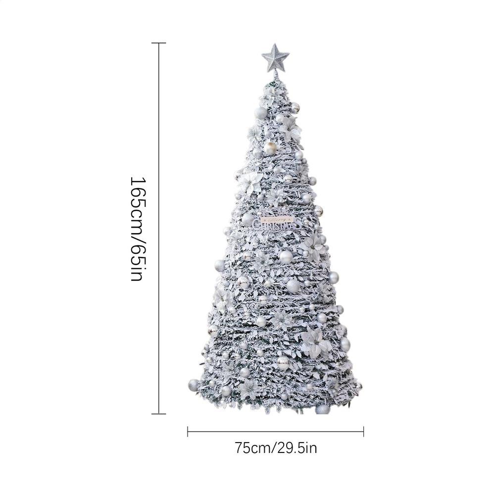 Artificial Foldable Christmas Tree Home Decor Without Lights with Hanging Ornaments for Thanksgiving Holiday Birthday parties